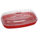 Easy Cook NS626 Microwave Fish Streamer/Poacher, Red Base, Clear Lid, 270mm