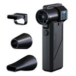 Portronics Tornado Pro Handheld High-Speed Air Duster, Type-C Rechargeable, 1,30,000 RPM, BLDC Motor, 3 Speed Control, LED Display, Built-in LED Light, Multiple Nozzle Attachments, for Car, PC & Home
