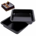 Casa Azul 9-Inch Square Cake Mould, BPA Free Non-Stick Carbon Steel Brownie Tray for Baking, 446°F Heat Resistant, Microwave & OTG Oven Safe Square Cake Tin for Baking-Easy to Clean Baking Pan - Set 2