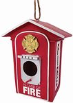 Spoontiques - Birdhouse - Garden Décor - Decorative Bird House for Yard and Garden Decoration - Hanging Novelty Birdhouse for Outdoor Patio - Fire Box Birdhouse, Red