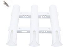 NUZAMAS Plastic PVC 3-ROD Rack Vertical Holder Organiser - Boat Kayak Home Garage Fishing Rod Storage Holders Racks White