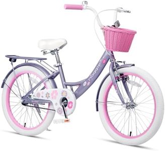 Glerc Maggie Grils Bike, 20 Inch Kids Bicycle for 7-13 Years Old Chlidren, Princess Styles Kids Bikes with Rack & Basket & Kickstand, Purple