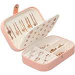 Jewelry Box, Small Travel Jewelry Case Jewelry Organiser Storage for Rings Earrings Necklace Bracelets Premium PU Leather Double Layer Jewelry Gift Box for Girls Women(Pink)