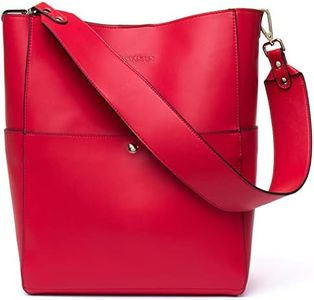 BOSTANTEN Women's Leather Designer Handbags Tote Purses Shoulder Bucket Bag Red