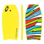 Osprey 42” BodyBoard with Adjustable Wrist Leash for Kids and Adults, Lightweight Bodyboard with XPE Deck, Crescent Tail and EPS Core, Multiple Colours and Design, Yellow