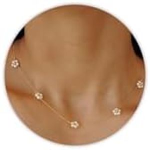 collana perle donna，Collana di perle margherita，collana donna oro，collana da donna a fiori，collane estive，Adatto per regali di compleanno per donne e ragazze,regali per collane di anniversario（43+5CM）