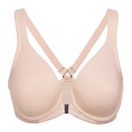 Delimira Women's Front Fastening Bras Seamless Unlined Racer Back Plus Size Underwired Plunge Bra Beige 36C