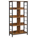 VASAGLE 8 Compartments Bookcase, Bookcase, Open Storage Unit, for Office, Living Room, Bedroom, 80 x 33 x 149 cm, Industrial Style, Rustic Brown and Black LLS105B01