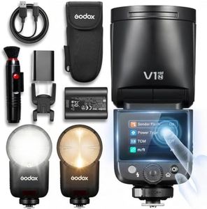 Godox V1 MID N Flash for Nikon, 55W Round Head Speedlite Touchscreen,Upgrade 24mm, 650+Full Power Pops,1.7s Recycle, TTL/HSS 1/8000s V1MID Lightweight Travel Flash for Nikon Zf Zfc Z6II Z8 Fits AK-R1