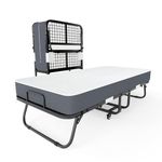 Gunuss Folding Bed with Mattress (Including 13 cm Thick Memory Foam Mattress), Guest Bed, fold single bed Size 90 x 200 cm, Metal Folding Frame, Reinforced Metal Grid, Load Capacity 250kg