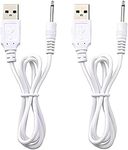 VibeMax Fast Charging Replacement USB Cable | DC Charger Cord - 2 Ft 2.5mm (2 Pack), White