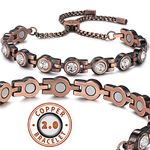 RainSo Women Pure Copper Magnetic Bracelets Adjustable Design with Display Box (White Crystal), Crystal, Cubic Zirconia