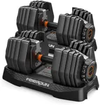 FEIERDUN Adjustable Dumbbell Set,5-52.5lb Free Weight Dumbbells, 15 in 1, Quick Adjust Weight Set with Non-slip Handles and Tray, Dumbbells for Home Gym Exercise Strength Training, Unisex（Pair）