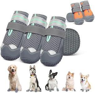 Sezlinver Dog Shoes with Non-Slip Sole, 4 Pack Adjustable paw Protection with Reflective Straps,Washable and Breathable Dog Boots for Small, Medium and Large Dogs(5# (6cm), Grey)