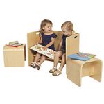 ECR4Kids Natural Bentwood Multipurpose Kids Table and Chair Set (3-Piece)