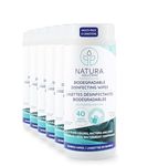 Natura Disinfecting Wipes, All-Natural, All-Purpose, Biodegradable (made from Bamboo), Kills 99.99% of Viruses and Baceteria, for Residential or Commercial use 40 count per pack (Multi-Pack of 6)