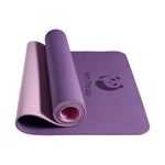 Slim Panda Yoga Mat Non-Slip, Pilates Mat with Carrying Strap, Anti Tear TPE Workout Mat for Women Men Kids, 6mm Thick Excercise Mat for Home Workout, Floor Exercise, Pilates(Double Deep Purple)