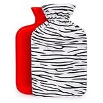 Bodico Cute Zebra Print Novelty Gift Cozy Hot Water Rubber Bottle with Cover-1.7L, Brown-Perfect for Winter Season, Heating Pad to Relieve Pain for Muscles,Stress and Cramps