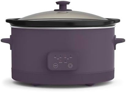 bella 6.0 Qt Programmable Slow Cooker, Ceramic Nonstick Coating, Adjustable Temperature & Cooking Times, Dishwasher Safe Stoneware Pot & Tempered Glass Lid, Tangle Free Cord Wrap, Plum