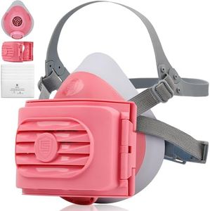 BEESAFETY Reusable Half Face Respirator Mask with 6 Filters for Dust,Painting, Sanding,Welding,Chemical Fumes,Gas, Asbestos,Grinding (Pink)