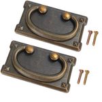 2pcs Vintage Antique Drawer Ring Pull Handles, Cabinet Door Furniture Handle Decoration (Yellow)