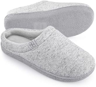 HomeTop Women's Dotted Knit Memory Foam Slippers with Anti-slip Sole Cloud Gray,9-10 US