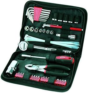 APOLLO TOOLS 56 Piece Compact Metric Auto Tool Set in Zippered Case, Small Mechanic Tool Set for Car Emergency, Motorcycle Repair on the Road, and Travel Tool Needs - DT9775