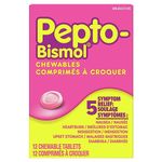 Pepto Bismol Chewable Tablets for nausea, heartburn, Indigestion, Upset Stomach, and Diarrhea Rlf, Orgnl Flavor 12 count