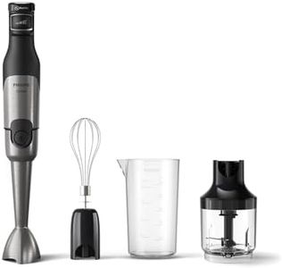 Philips 5000 Series Hand Blender - 1200W Power. ProMix Technology. LED Speed Indicator. Effortless Control. Compact Design. Easy Clean. Beaker, Whisk, Compact chopper (0,5l), Black (HR2683/00)