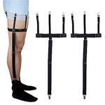 Upgraded Trident Style Shirt Stays, Assemblable Elastic Sock Garters Suspenders Strap with Non-slip Locking Clamps Shirttail Tucked in for Men or Police or Military PK Stirrup Shirt Stays,2Pack-1 Pair
