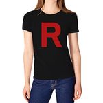 Tstars Team Rocket Inspired Shirt Costume Adult Halloween Shirts for Women, Black, X-Large