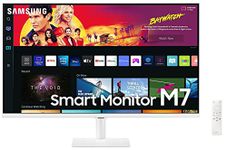 Samsung 32-Inch(80Cm) 3840 x 2160 Pixels M7 4K UHD Smart Monitor, Type-C, Smart TV apps, TV Plus, Office 365, Apple Airplay, Dex, Bluetooth, IOT, Speakers, Remote (LS32BM701UWXXL, White)