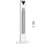 HOMCOM Freestanding Tower Fan Cooling for Home Bedroom with Oscillating, 4 Modes, 3 Speeds, 12h Timer, LED Sensor Panel, Remote Controller, White