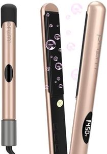Prizm Professional 1" Hair Straightener and Curler 2 in 1, Ceramic Tourmaline Flat Curling Iron with 11 Adjustable Temperatures for More Hair Types, Dual Voltage for Travel, Gold & Rock Grey
