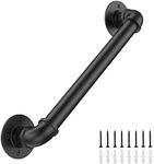 Groking 3FT Industrial Stair Railing Wall Mount Staircase Handrail φ1.3" Pipe Hand Rail for Steps Grab Bar Foot Rail Vintage Pipe Railing Black Deck Handrail for Outdoor Indoor Stair Porch