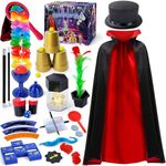 PATIFEED Kids Magic Kit, Magician Costume for Pretend Play, Magic Set with Instructions for Each Trick for Kids Ages 6 7 8 9 10 11 12