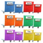 Chair Pockets for Classrooms, 16.6" x 19" Classroom Chair Pockets, Heavy Duty Oxford Cloth Chairback Buddy Pocket Chart with Name Tag Slot&3 Big Chair Pockets for School Home Kindergarten (12)