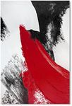 YPY Red Abstract Canvas Wall Art: Modern Minimalist Black and White Picture Painting Print Poster for Living Room Bedroom Bathroom Office Home Wall Decor 11.81" x 17.32"