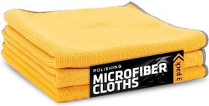 VIKING Microfiber Cleaning Cloth for Car Detailing Kit, Polishing Towels, Car Wax Removal Cloths, Yellow, 16 inch x 16 inch, 3 Pack