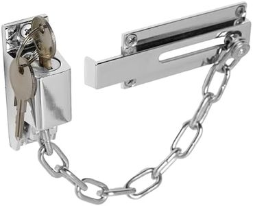 XFORT Polished Chrome Locking Door Chain, Front Door Security Chain with External Key Unlocking Mechanism.