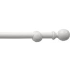 Wood Curtain Pole for Eyelet Curtains 28mm Round Finials Diameter Thick with Brackets Fittings for Windows Fixed Pole 120cm Length White