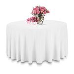 Kapwall White Round Table Cloth - 120Inch (304cm) Quality Tablecloth Table Cover for Wedding/Banquet/Restaurant/Party.