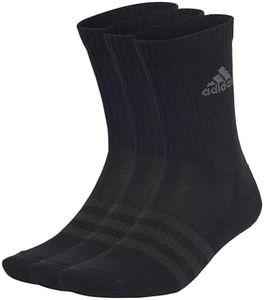 Adidas EBB96 Men's Socks, Cushion, Crew Socks, 3 Pairs Set, Black/Gray Six (IA3950), Black/Graysix (IA3950), M
