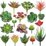 CCINEE 18pcs Mini Artificial Succulent Plant,Flocked Faux Succulent for Floral Wall Garden Arrangement Home Office Decor,Unpotted