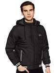 Qube By Fort Collins Men Nylon's Bomber Short Length Jacket (14649_Black_M)