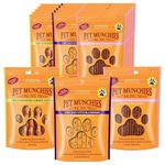 Pet Munchies Mixed Chicken Stick Bundle for Dogs, Chicken & Cheese, Chicken & Blueberry, Chicken & Carrot Flavour, Natural Real Meat Dog Chew Treat Sticks, 18 Variety Bags, 260g