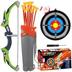 Bow and Arrow Set Kids, Archery Set with LED Lights, 10 Suction Cup Arrows, Target Board & Quiver, Outdoor Indoor Toys for Kids, Girls Boys Toys age 6 7 8 9 10, Birthday Gifts for Kids Boys Girls