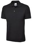 Ladies Loose Fit Polo Shirt Pique Plus Size 10 to 28 Unisex Premium Plain Top (UK 12-14, Black)