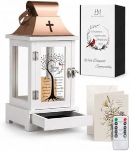 HugMemories Memorial Lantern with Drawer for Keepsakes, Bereavement Sympathy Gifts for Loss of Loved One Mother Father, Sympathy Lantern Funeral Gifts in Memory of Loved One