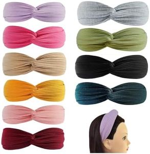 Naisfei 10 PCS Headbands for Women,Headbands for Women Non Slip Turban Hair Wrap Elastic Hair Bands Workout Running Headwrap Sweat Yoga Head Bands for Girls